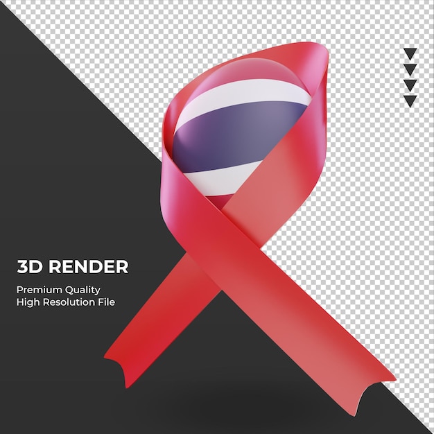 3d aids day thailand flag rendering right view