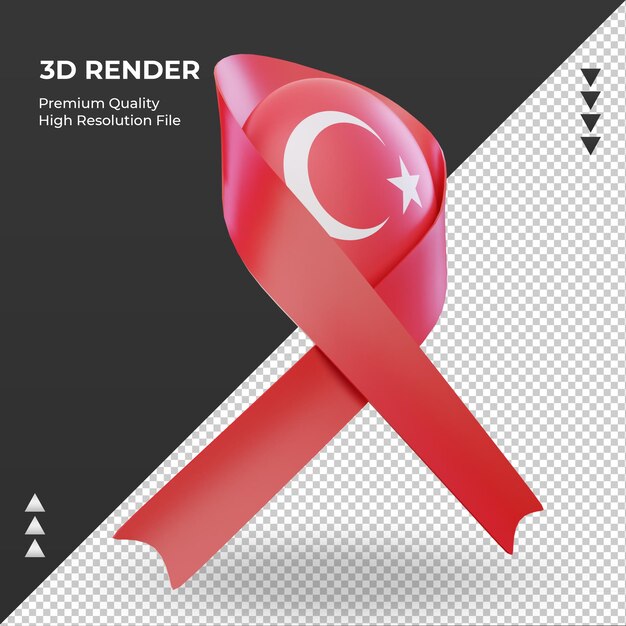 3d aids day bandiera turchia rendering vista a sinistra