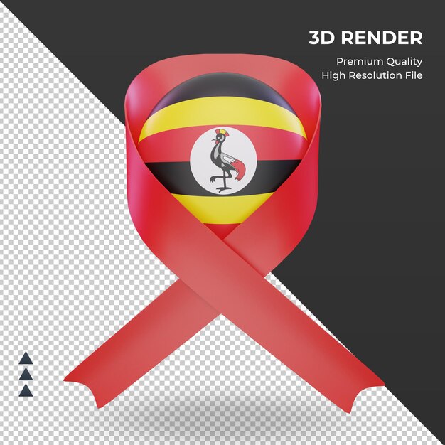 3d aids day uganda flag rendering front view