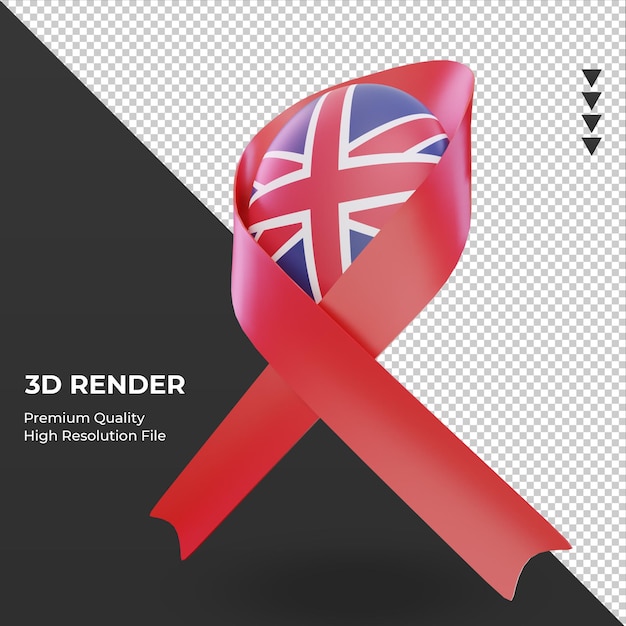 3d aids day united kingdom flag rendering right view