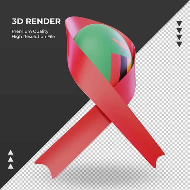 3d aids day bandiera zambia rendering vista a sinistra