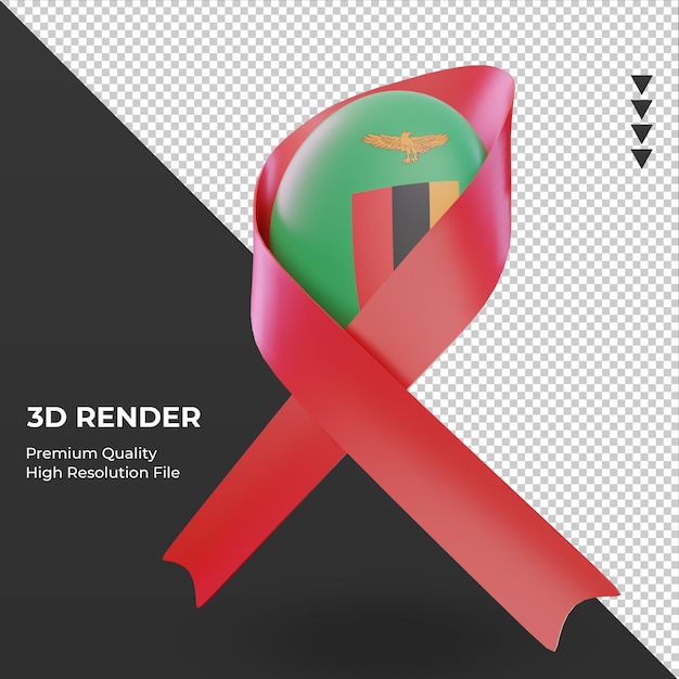 PSD 3d aids day zambia flag rendering right view