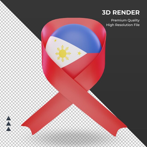 3d Aids Dzień Flaga Filipin Renderowania Widok Z Przodu