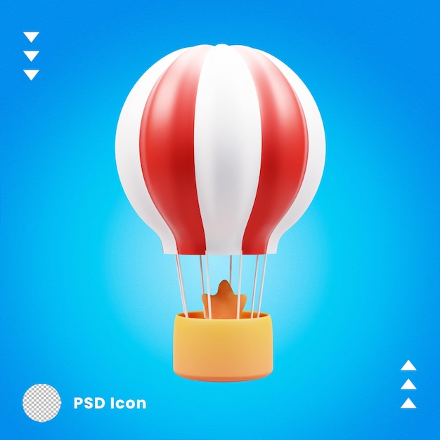 PSD 3d иллюстрация значка путешествия на воздушном шаре изолирована или значок дирижабля 3d рендеринг