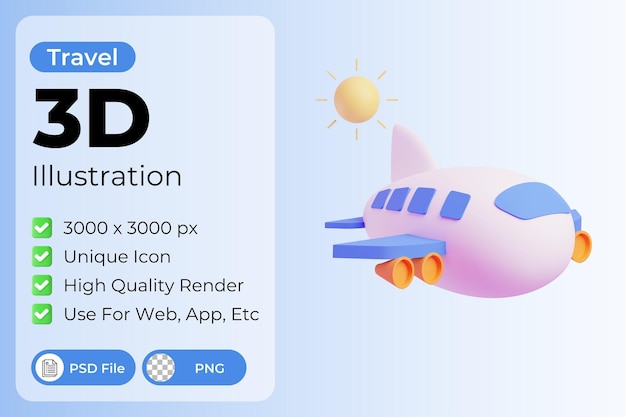 3D Airplane Flight Illustration