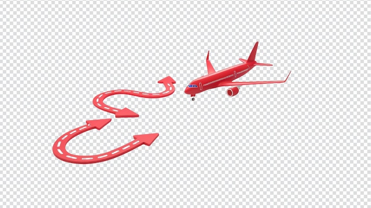PSD 3d airplane path icon ideaal voor reisconceptuele visualisaties en ontwerpen