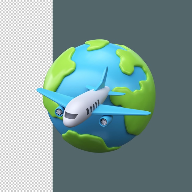 3D 飛機路徑圖標 旅遊和旅遊概念