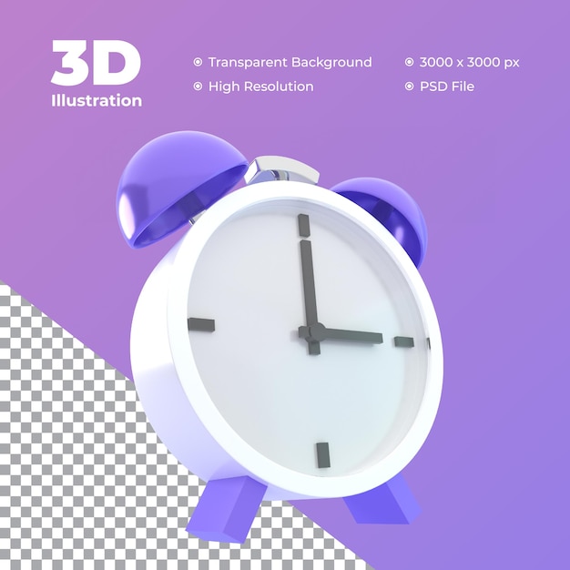 3d alarm clock illustration isolated