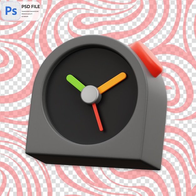 PSD 3d alarm clock render illustration icon isolated png