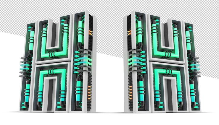 PSD 3d alfabet bogstav med grøn neon lyseffekt
