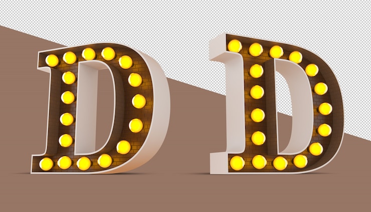 PSD 3d-alfabet met gloeilamp