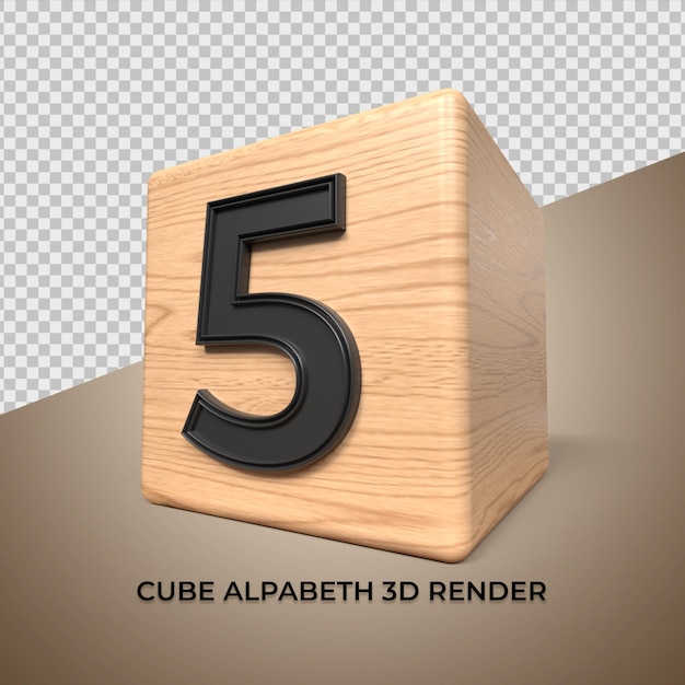 PSD 3d alphabet 5 cube wood wooden for business