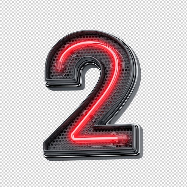 3d alphabet for black friday number two neon