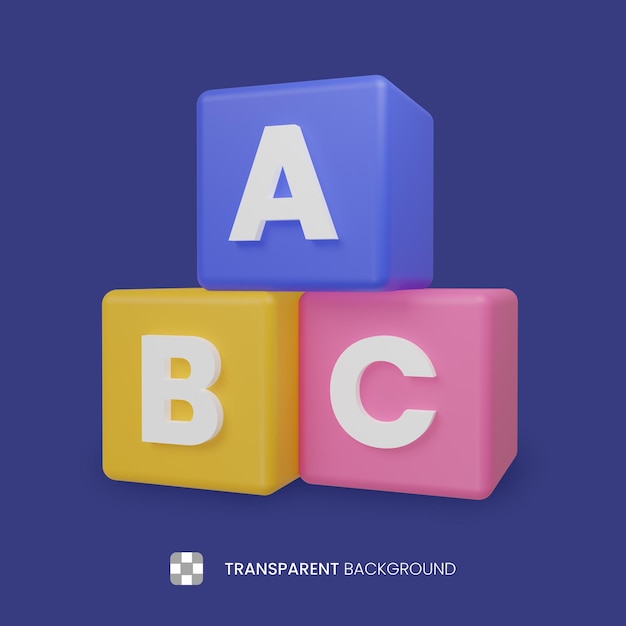 PSD 3d alphabet blocks illustration