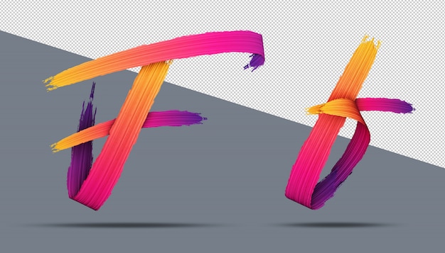 3d alphabet calligraphy oil paint style