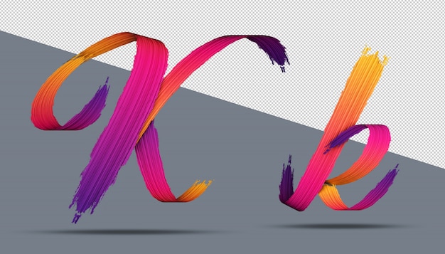 3d alphabet calligraphy oil paint style