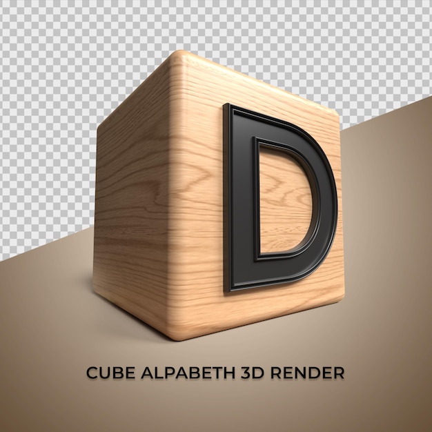 3D alphabet D cube wood wooden for business