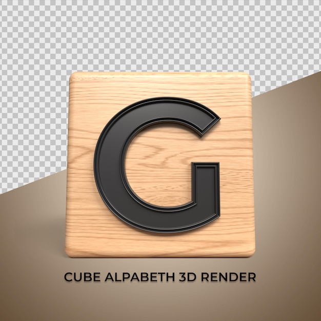 Alfabeto 3d g cubo in legno di legno per affari