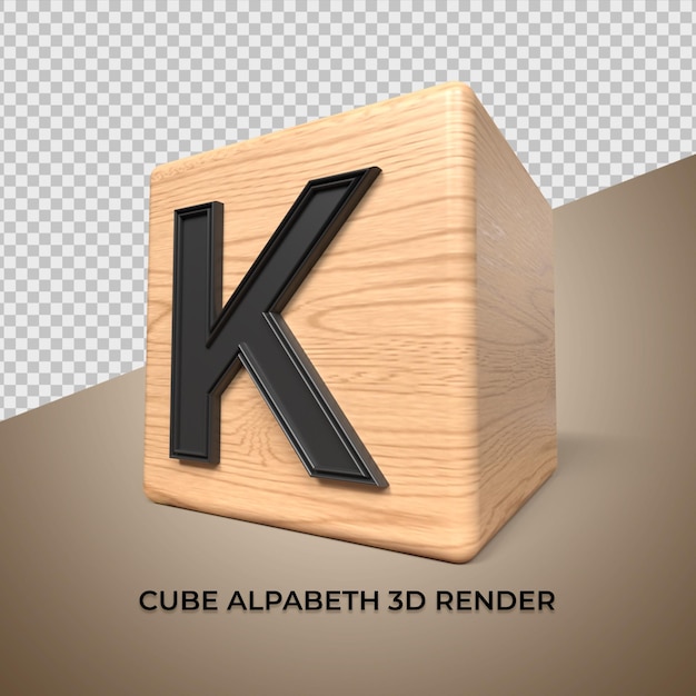 PSD 3d alphabet k cube wood wooden for business
