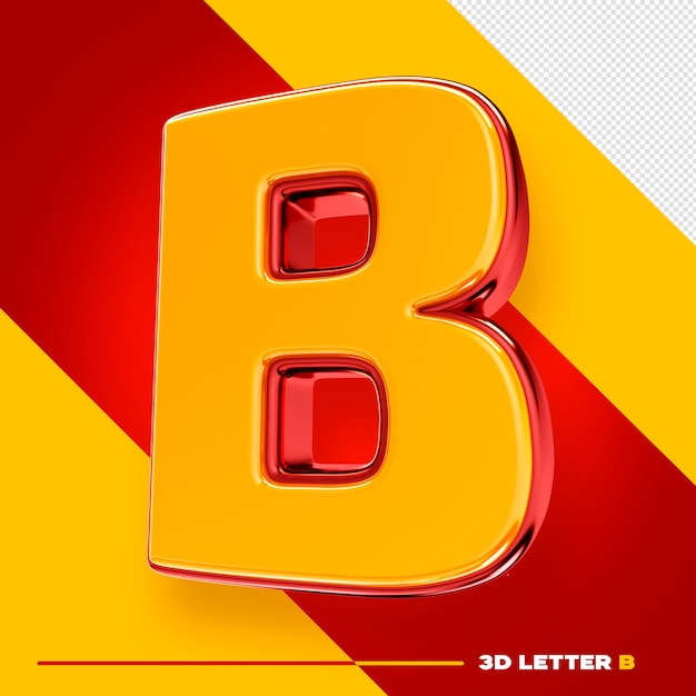 3d alphabet letter b solated with red and yellow for compositions