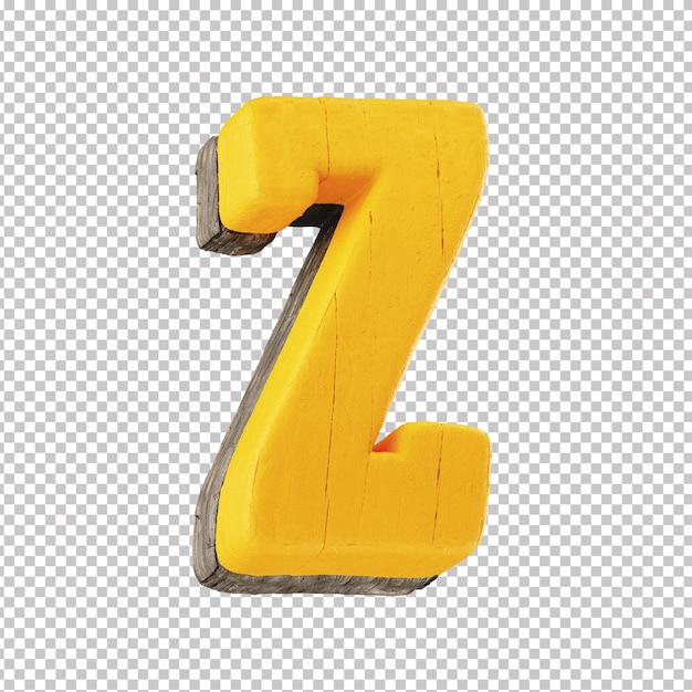 3d alphabet letter z with wooden texture and transparent background festa junina brazil