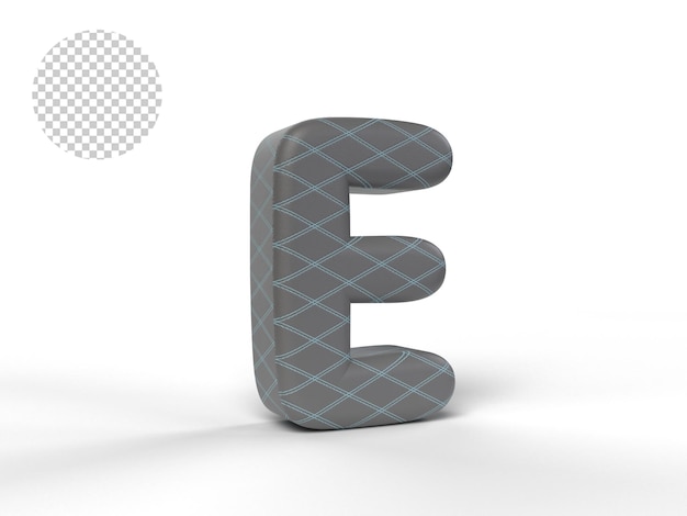 3d alphabet letters, leather texture and gray stitching
