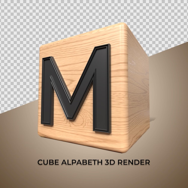 3D alphabet M cube wood wooden for business