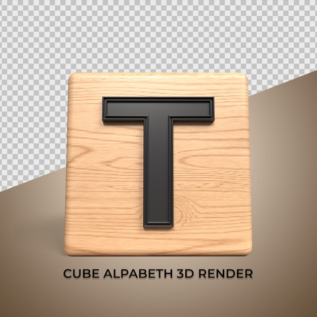 3d alfabeto t cubo di legno in legno per affari