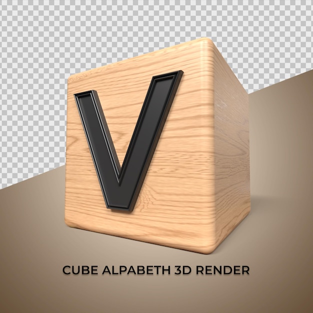 3D alphabet V cube wood wooden for business