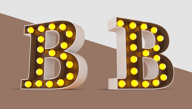 3d alphabet with light bulb 