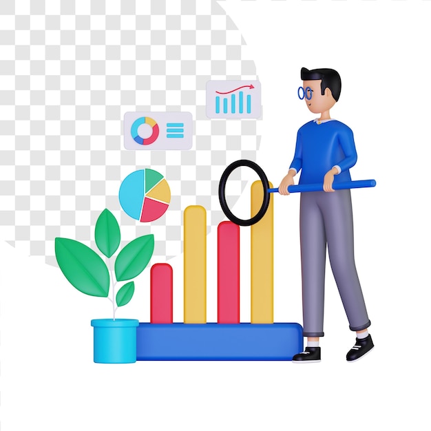 PSD 3d analysis report concept illustration