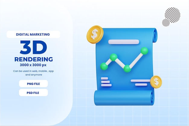 Icona di marketing del rapporto analitico 3d premium psd