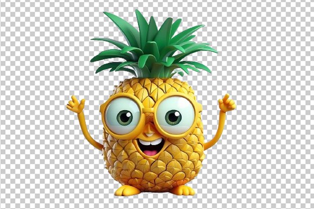 PSD 3d-ananas grappig met smileygezicht