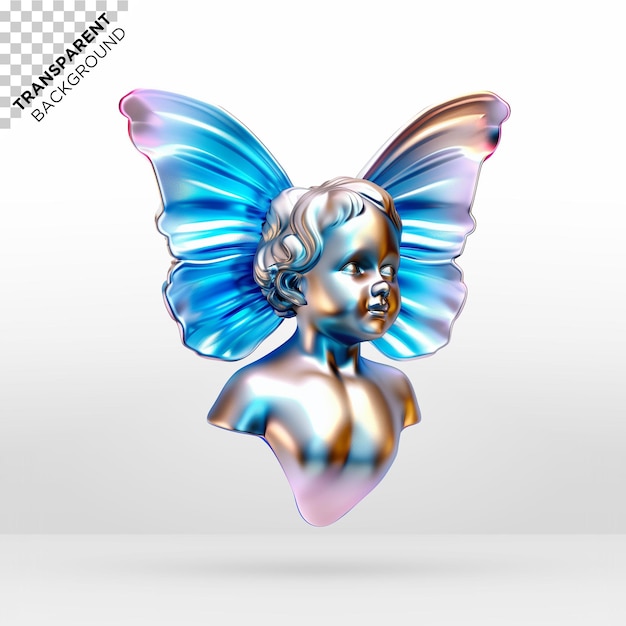 PSD 3d angel holographic ilustration