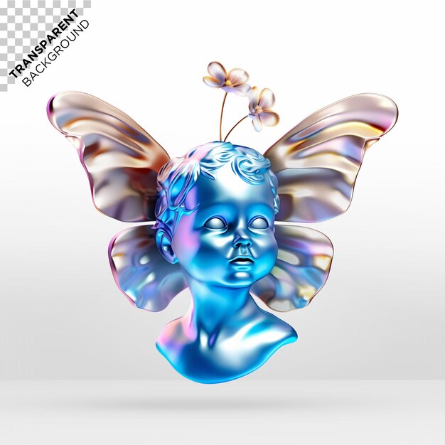 PSD 3d angel holographic ilustration