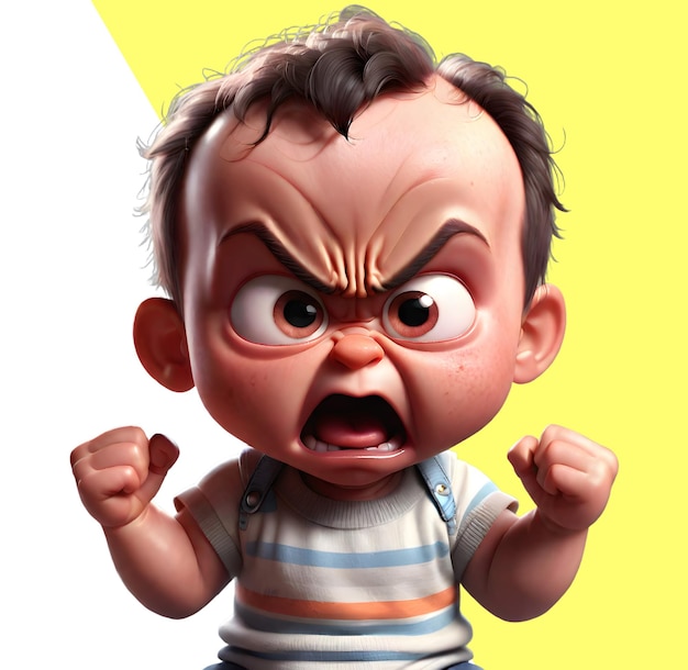 3d angry baby