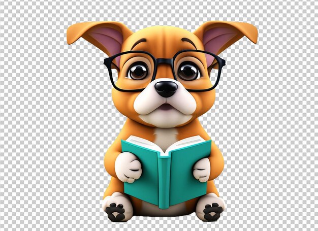 PSD 3d animal holding a book back to school concept