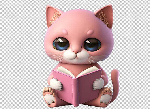 PSD 3d animal holding a book back to school concept