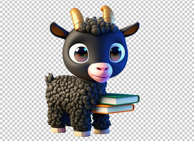 PSD 3d animal holding a book back to school concept