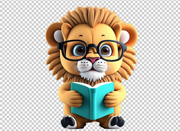 3d animal holding a book back to school concept