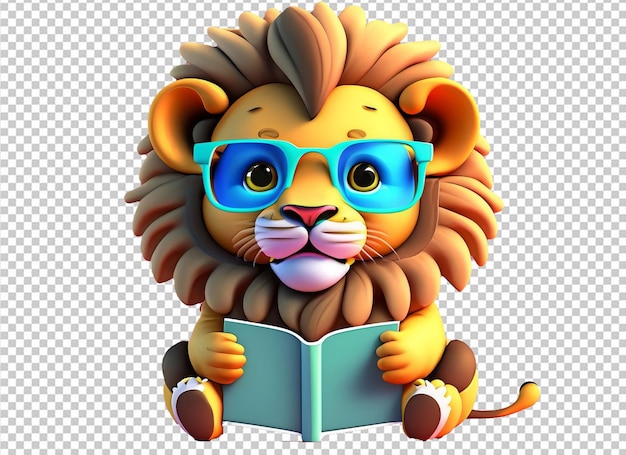 3d animal holding a book back to school concept
