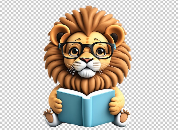 PSD animale 3d che tiene un libro di nuovo al concetto della scuola