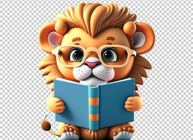 3d animal holding a book back to school concept