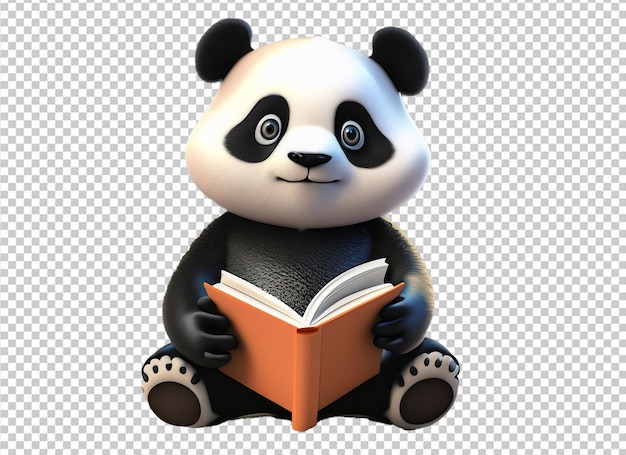 PSD 3d animal holding a book back to school concept