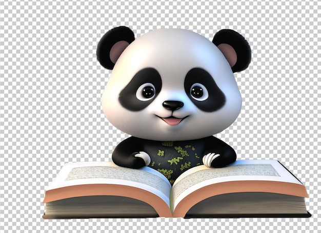 PSD animale 3d che tiene un libro di nuovo al concetto della scuola