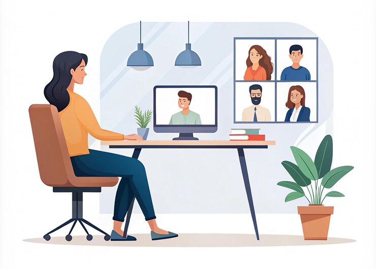PSD 3d animated modern office interior