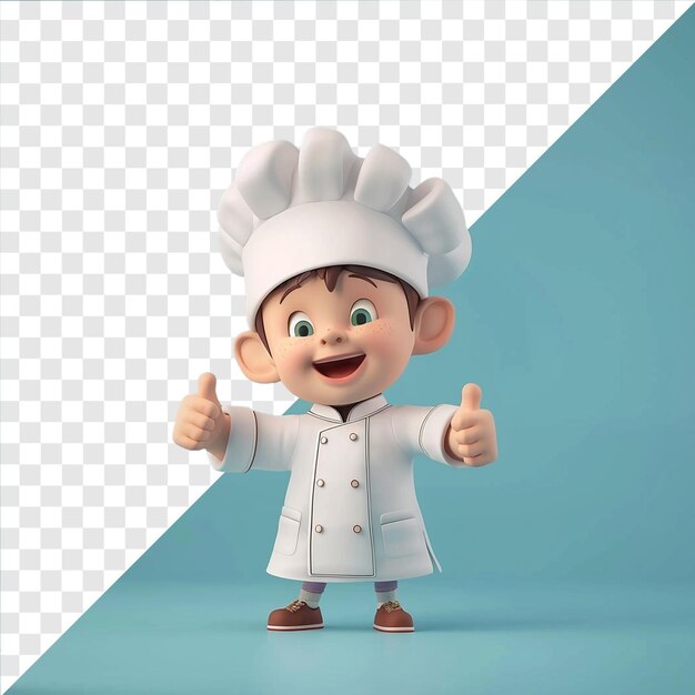 PSD 3d animation of a chef on transparent background