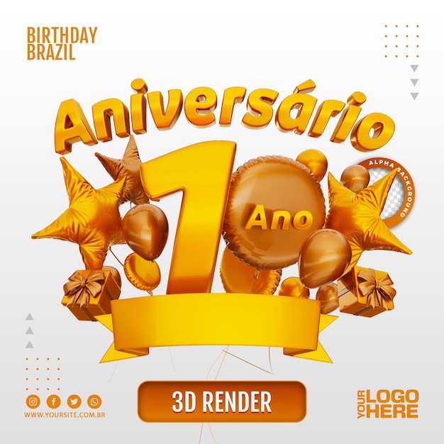 Timbro anniversario 3d per aziende ed eventi