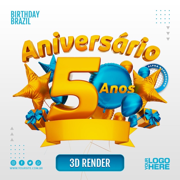 PSD 3d anniversary stamp for companies and events