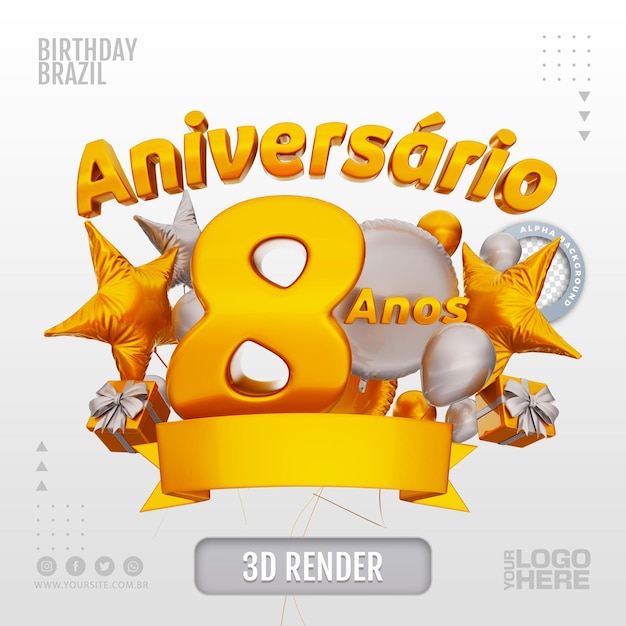 PSD 3d anniversary stamp for companies and events